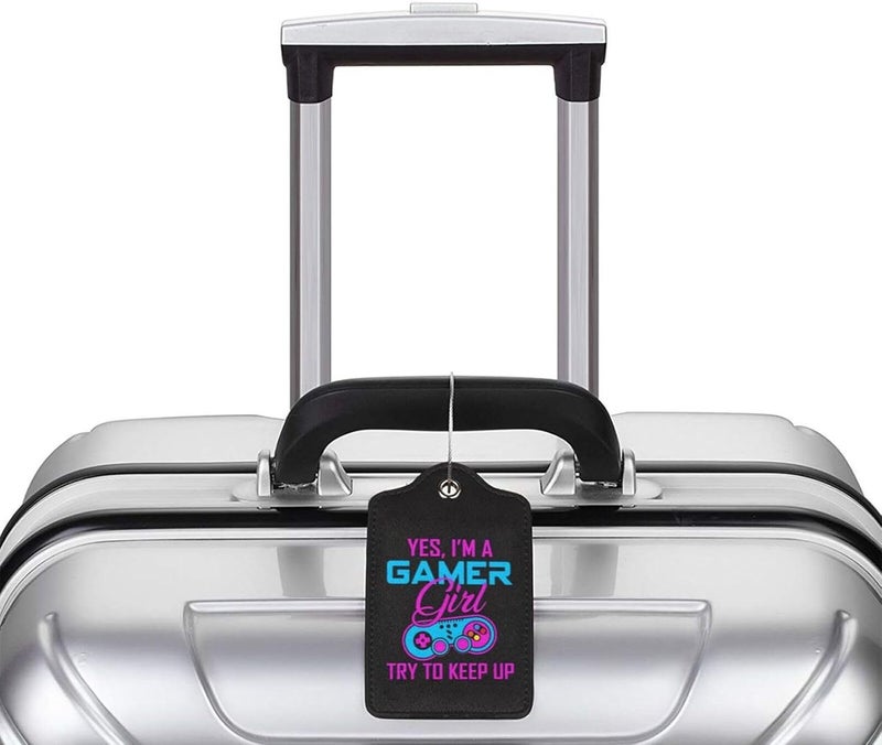 GACCAP 2 Pack Luggage Tags for Suitcase, Privacy Cover ID Label with Stainless Steel and Address Card for Travel Bag Backpack Cruise Ship Essentials Tag Girls Teens - I'm a Gamer Girl - Image 5